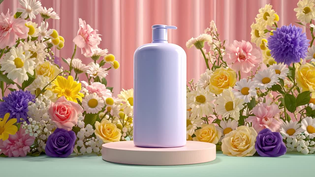 Beauty Product Display with Flowers
