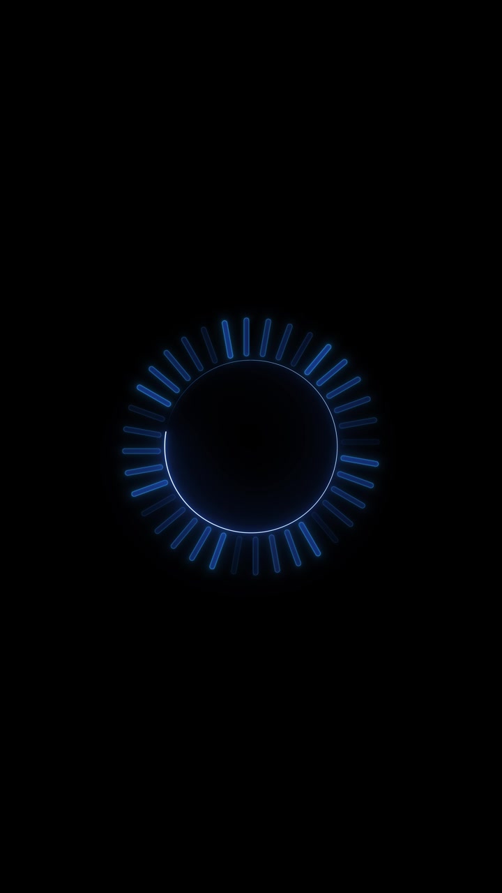 Minimal blue loading spinner with circular progress bars dark black background and clean software