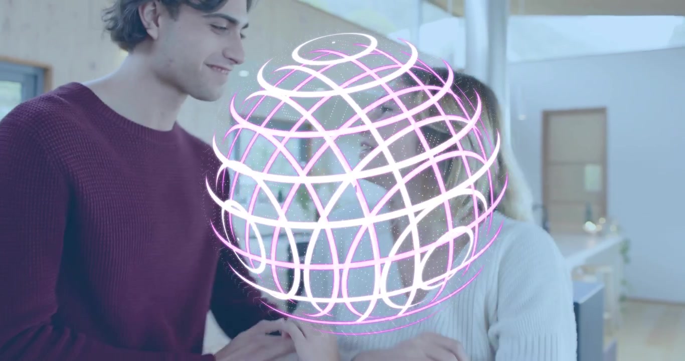Uomo che si protende all'indietro offrendo una scatola regalo accanto al camino, celebrando l'amore, con scintille che animano il design.
