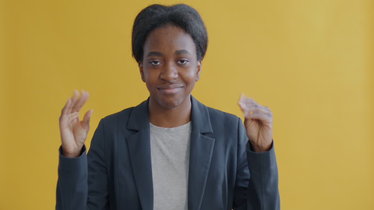 Woman Counting to Five