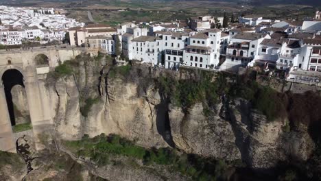 ronda by drone aerial view spain city on the rocks bridge