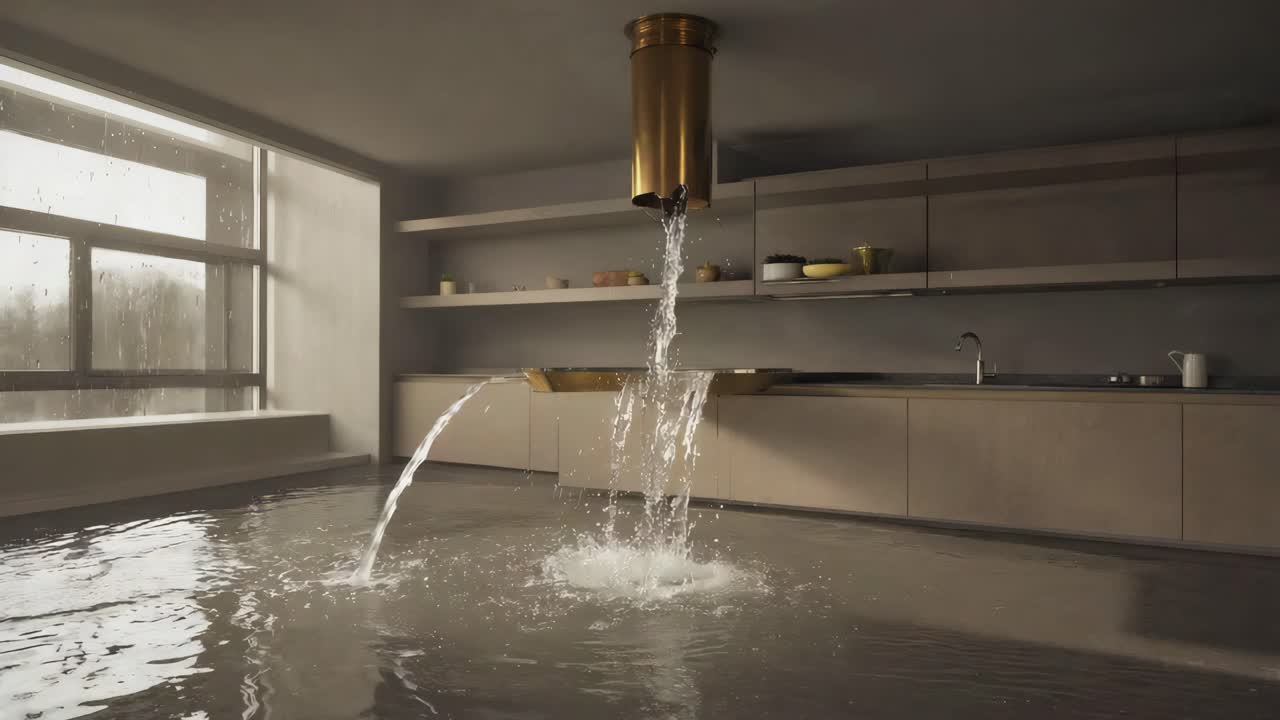 Flooded Kitchen Interior
