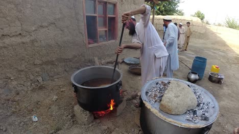 rice in a large cooking vessel