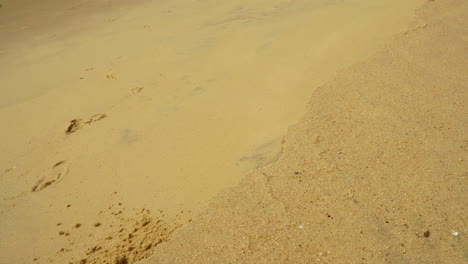 Ein-Teil-Des-Sandstrandes-Fällt-Aufgrund-Des-Stranderosionsprozesses-Herunter,-Statische-Ansicht