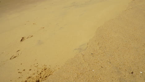 part of sandy beach falls down due to beach erosion process, static view