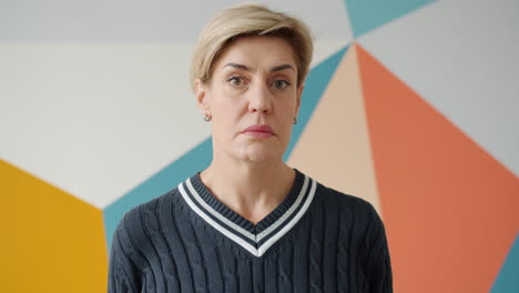 Woman Portrait Against Colorful Geometric Background