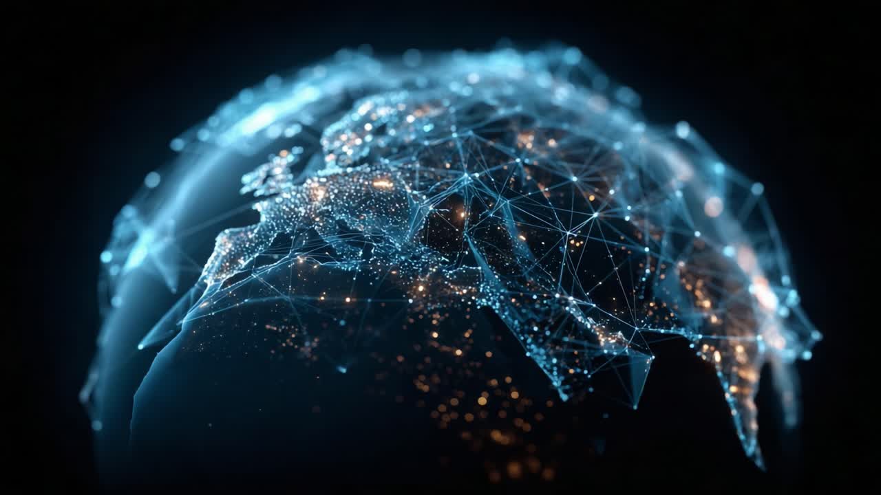 A Captivating Visual of a Digitally Enhanced Earth, Showcasing an Intricate Network of Connections Illuminating the Globe with Vibrant Data Points and Visual Clarity