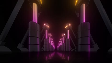 neon futuristic tunnel corridor with machinery