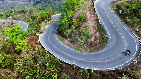 aerial thailand aerial view bend asphalt scenic road in mounting floating roads in the nan province 1081