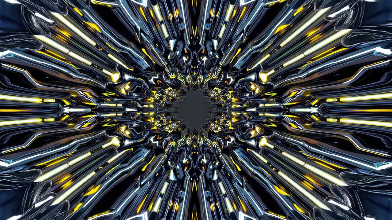 Abstract Futuristic Geometric Neon Tunnel