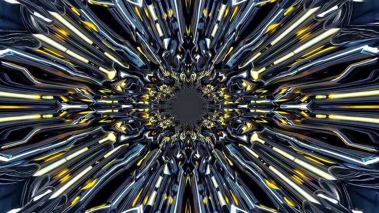 Abstract Futuristic Geometric Neon Tunnel