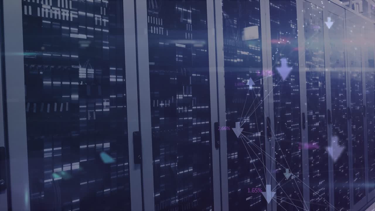 Animation of network of connections over server room
