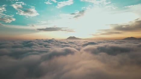 aerial view of foggy over the mountain in nepal