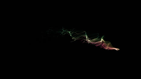 colorful particles abstract waves flying from left to right with alpha matte elements beautiful fluid smooth motion animation in out stardust 3d particle stimulation glow wind realistic after effects