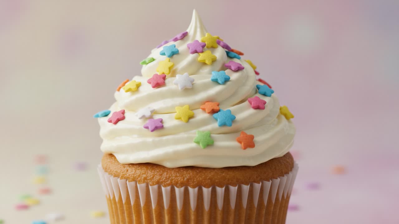 cupcake,sprinkles,cream,sweet,dessert,treat,colorful,delicious,birthday,celebration,festive,creamery,whipped,sugar,frosting,baking,oven,recipe,food,party,tasty,snack,decorated,star,sweets,gourmet,vanilla,fluffy,topping,indulge,bakery,yummy,eat,palette,color,fancy,enjoy,sweetener,delight