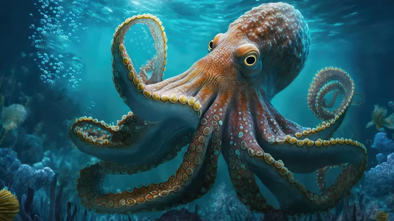 A Vibrant Octopus in its Underwater Habitat
