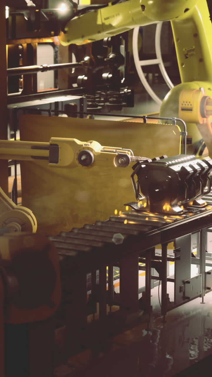 Pokročilá robotika ve výrobním závodě provádí automatizované montážní úkoly
