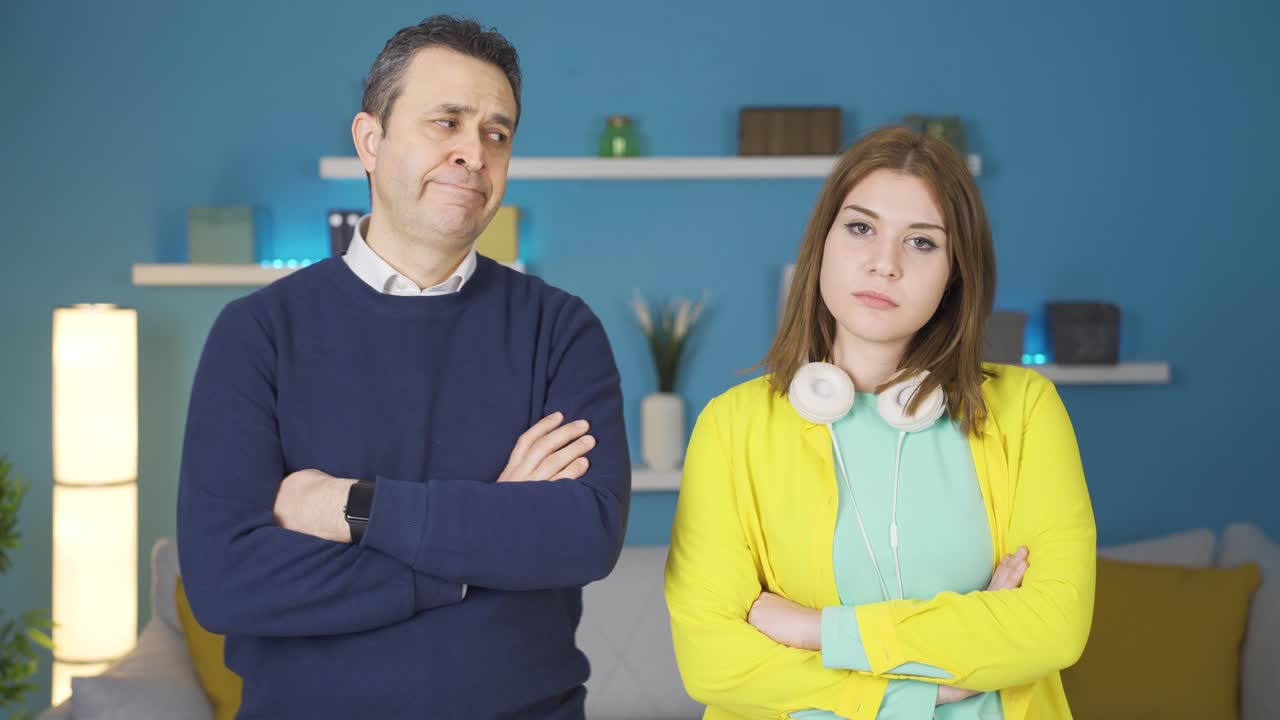 Father and young daughter get offended. They don't talk.