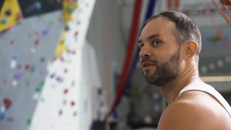 person in a climbing wall centre