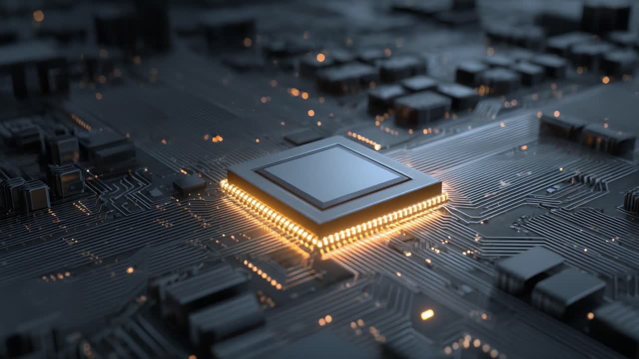 Exploring a High-Tech Circuit Board with a Central Processor: A Detailed Look at Modern Computing Technology and Microchip Integration