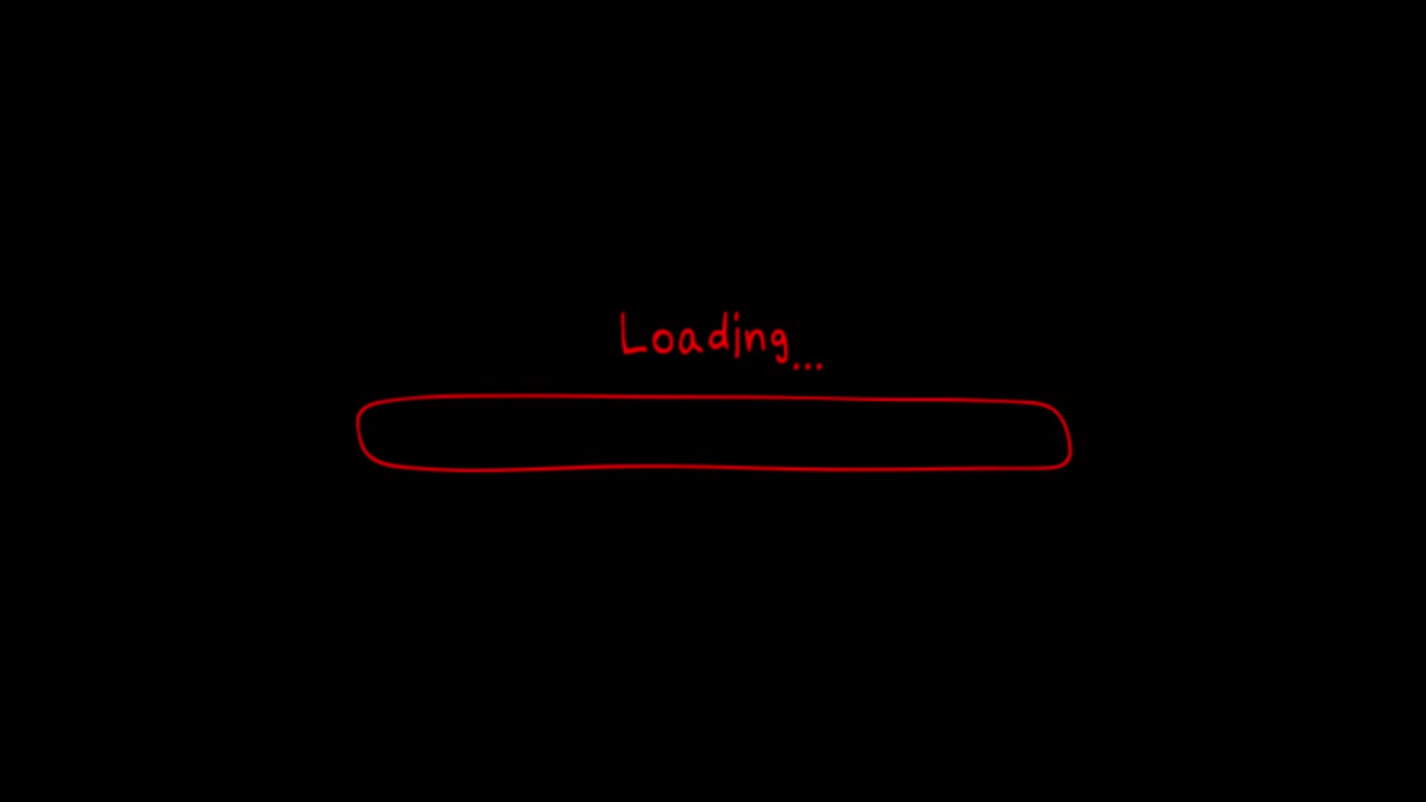 Animation colorful loading bar on black background.