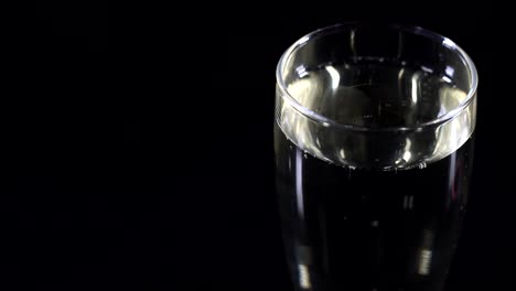 an elegant champagne glass filled with bubbles set against a striking black background