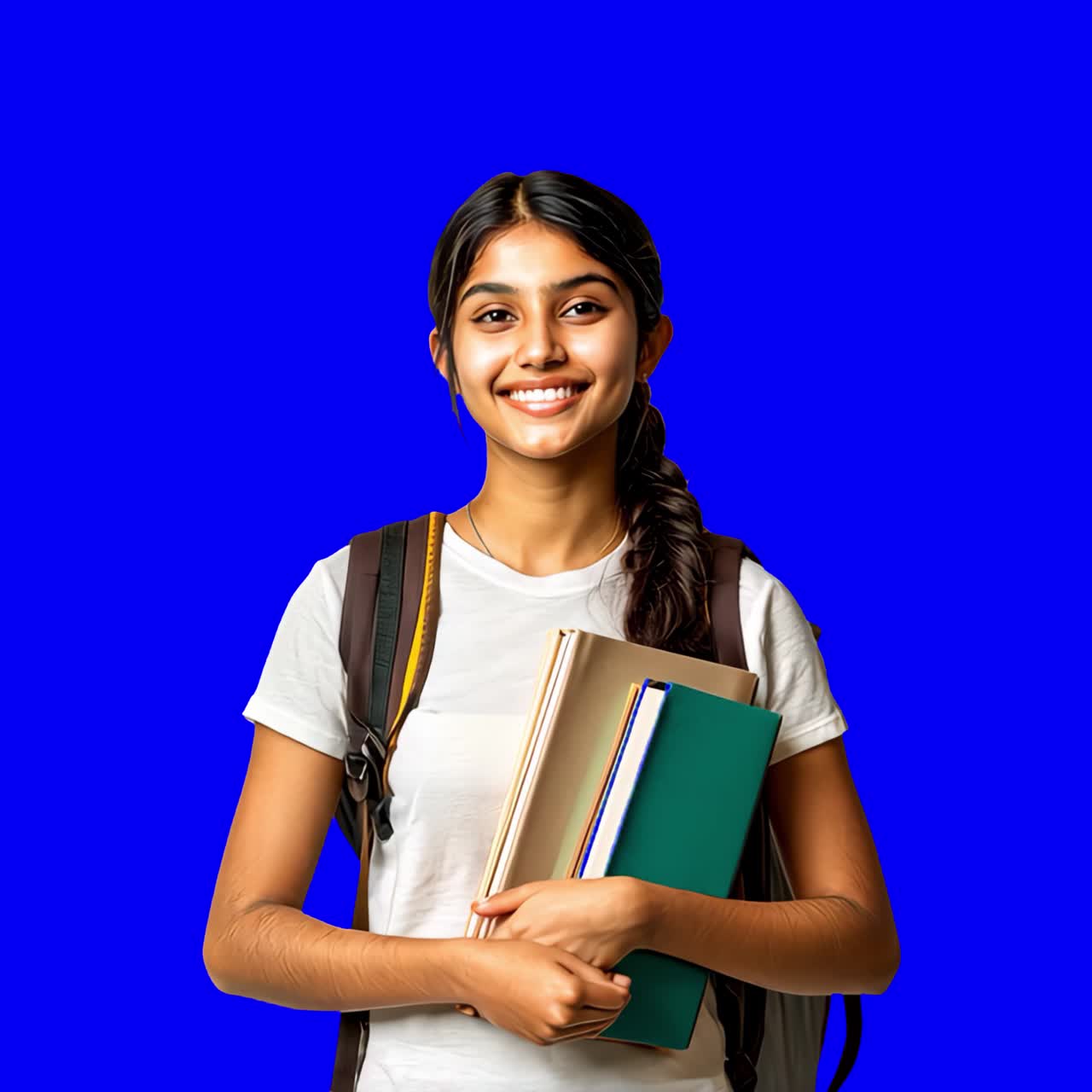 Animazione di giovane studentessa indiana, video 4K trasparente, green screen