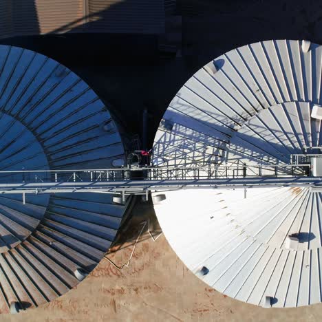 grain elevator. metal grain elevator in agricultural zone. aerial view