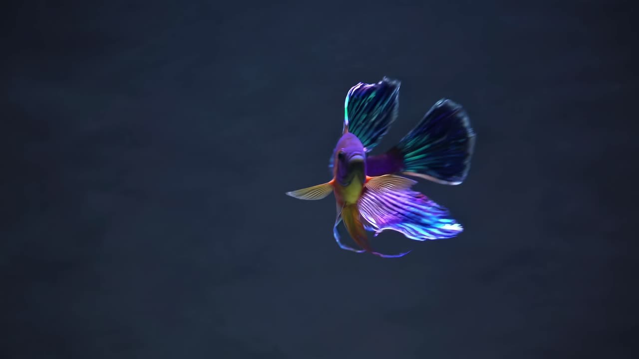 Aerial video shot of a vibrant bird in flight against a dark background, showcasing dynamic motion