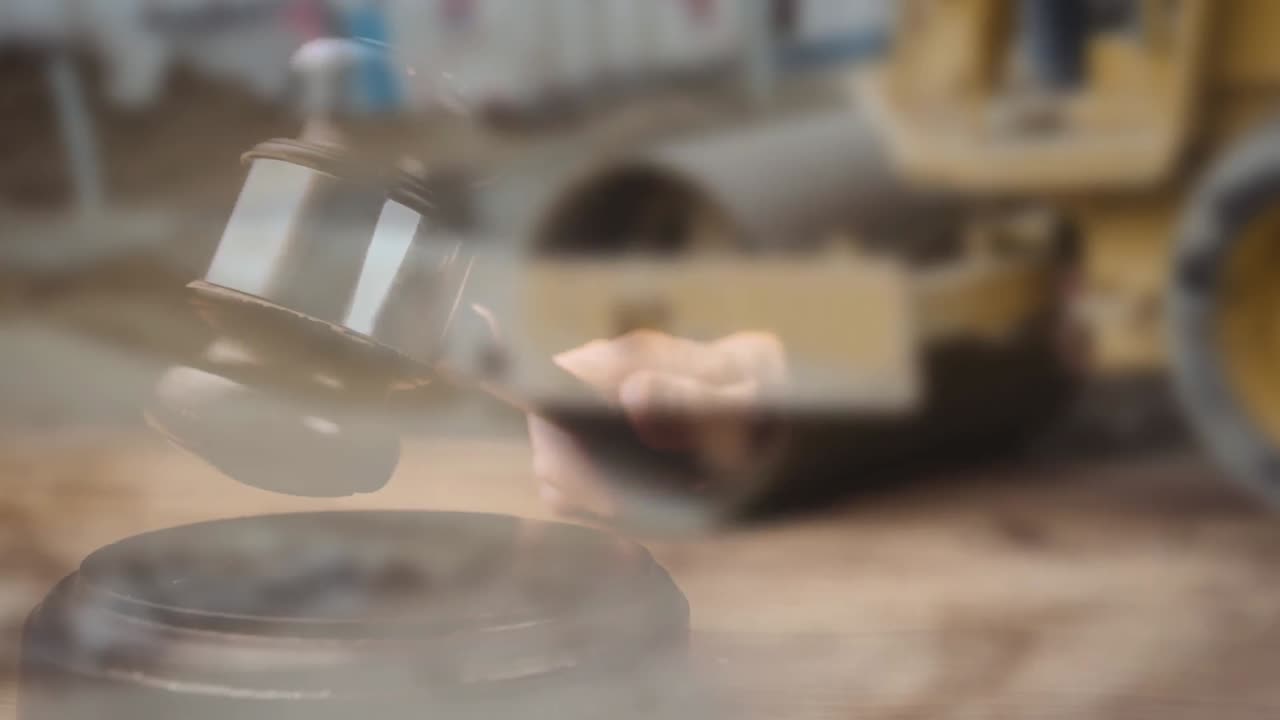 건설 현장에서의 불도저의 디지털 복합 사진 4k