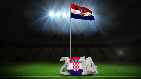 croatia national flag waving on football pitch with message