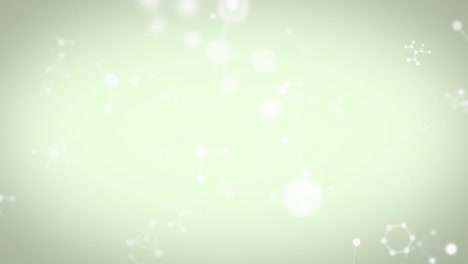 Animation-of-white-molecules-moving-on-green-background