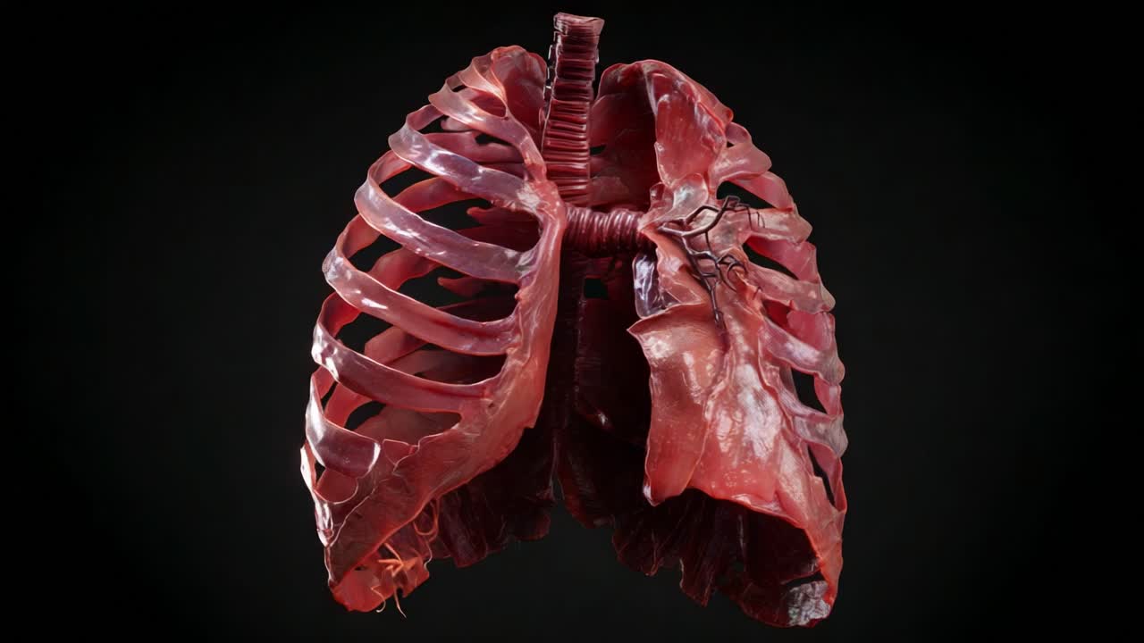 High-Resolution 3D Render of Human Lungs Illustrating Detailed Anatomy and Structure, Perfect for Medical Illustration, Educational Purposes, and Anatomy Studies