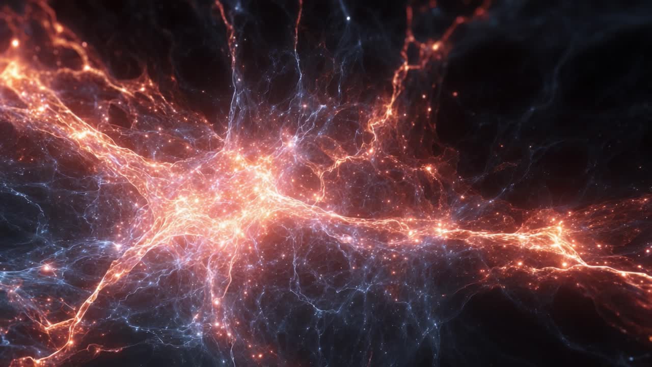 A captivating representation of cosmic energy, illustrating the interconnecting filaments of light and matter, showcasing the dynamic nature of the universe and its intricate patterns