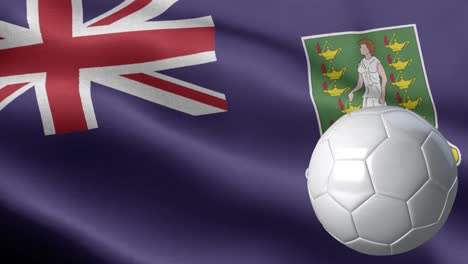 bandera de las islas vírgenes británicas y pelota de fútbol - bandera de las islas vírgens británicas alto detalle - pelota de futbol y bandera
