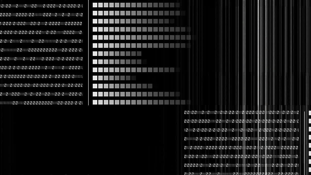 Animation of data processing on black background