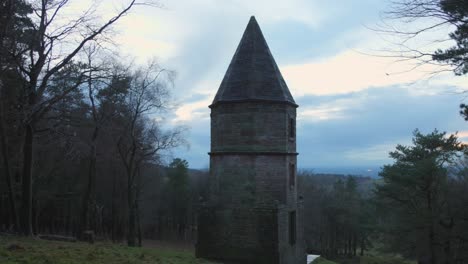 the lantern at lyme park circular walk during sunset in stockport, greater manchester, england, uk