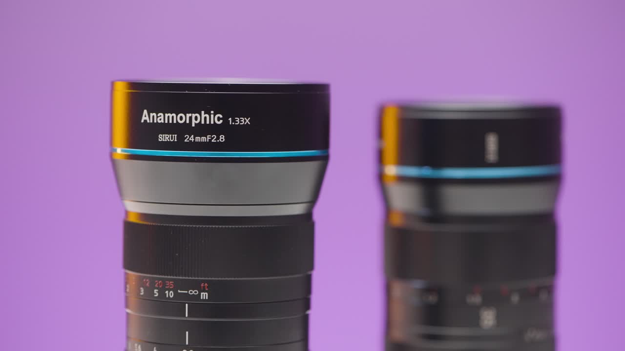 primer plano de las lentes anamórficas