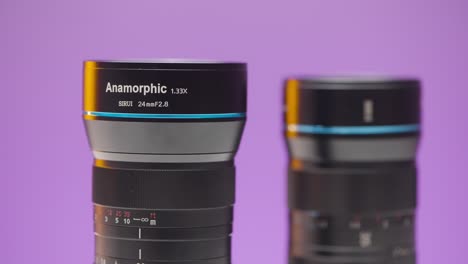 close-up of anamorphic lenses