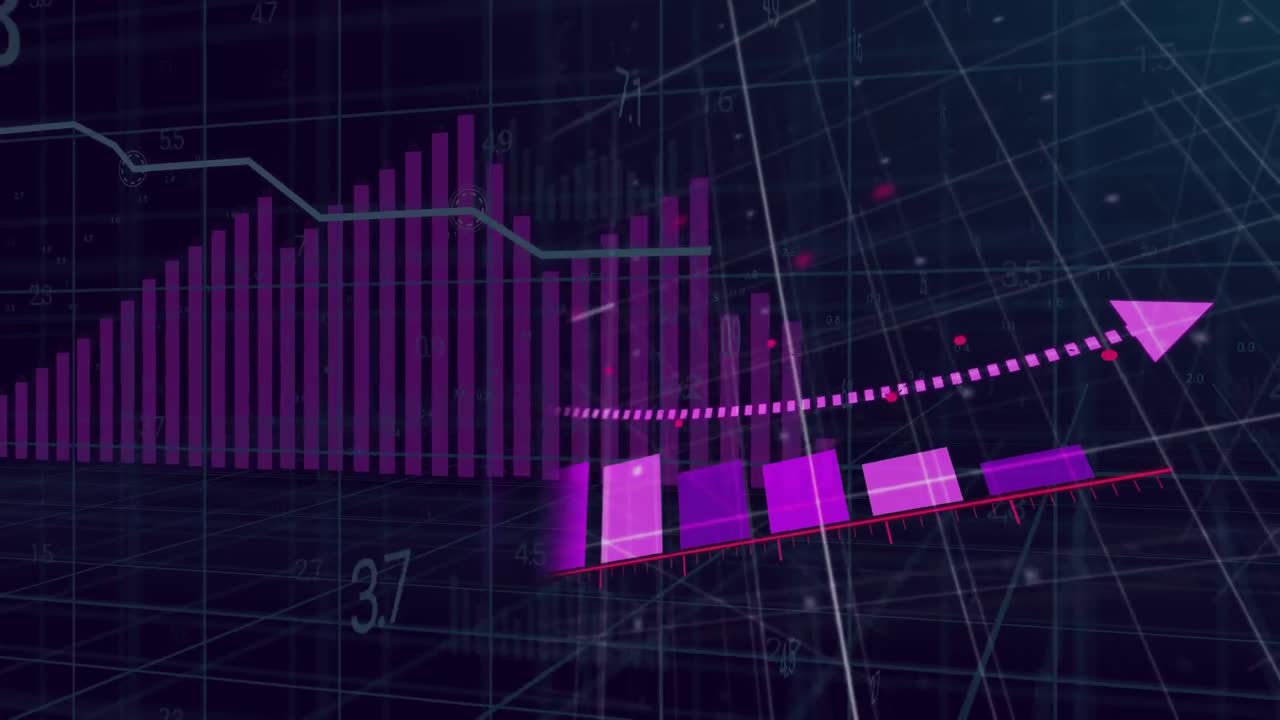 animación del procesamiento de datos financieros sobre un fondo negro