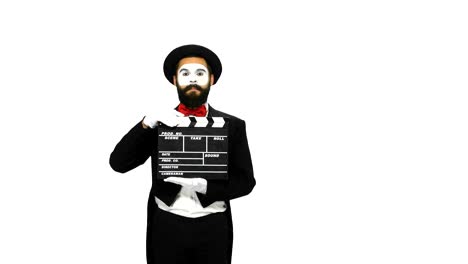 mime holding clapperboard