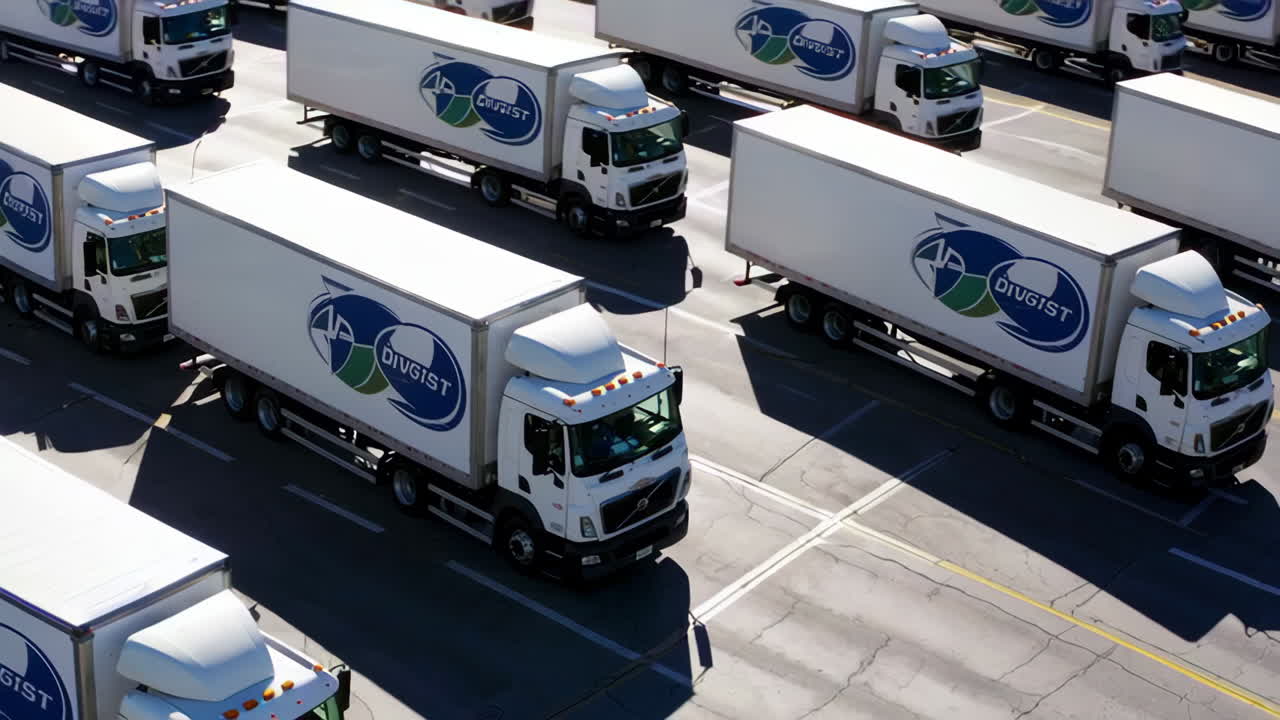 Rows of White Trucks at a Port or Airport
