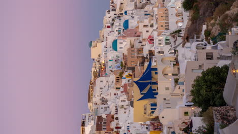 vertical 4k timelapse of sunset on santorini island greece