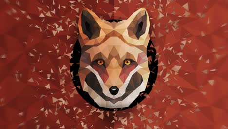 polygonal fox background. animal head. low polygon loop animation. geometric wildlife. polygonal animal portrait.