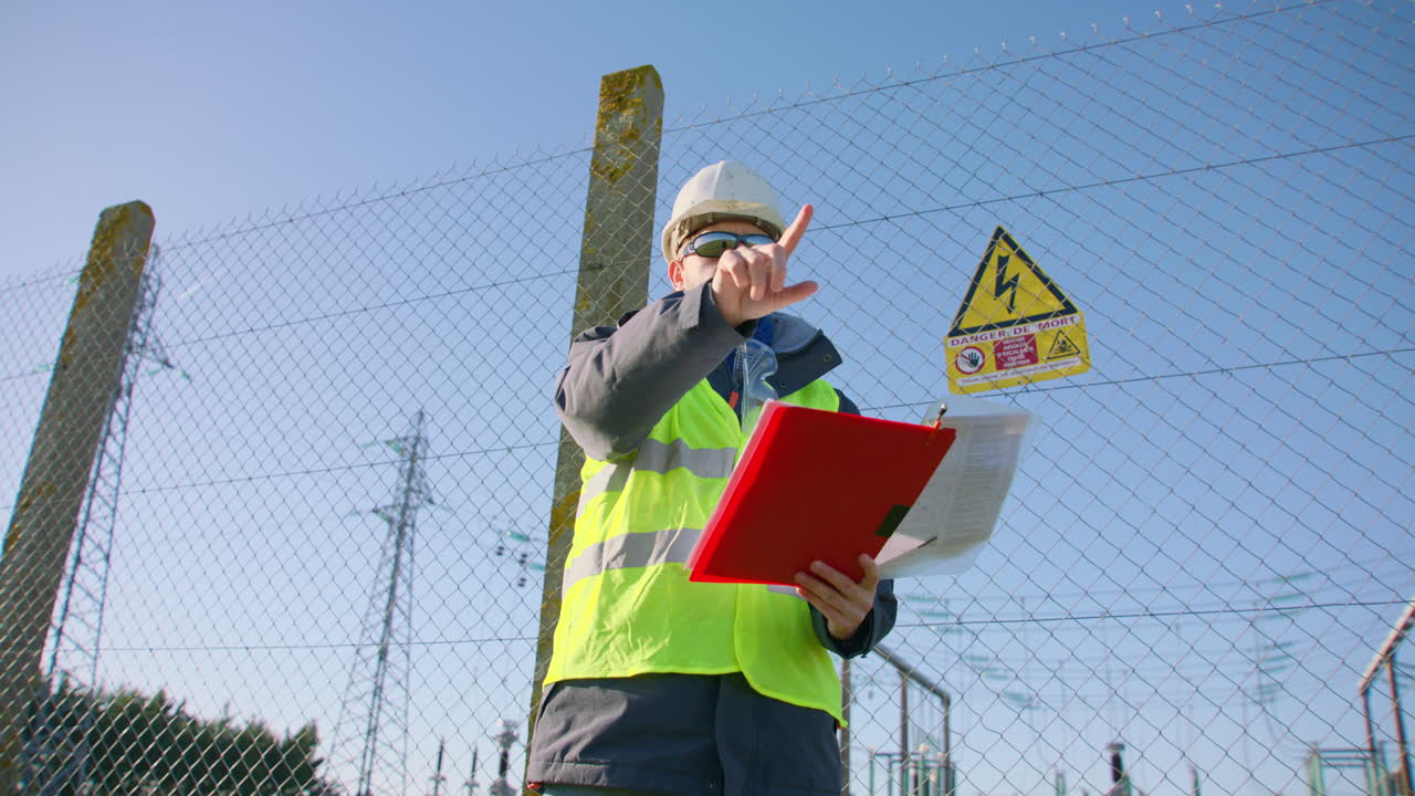 gerente dando instrucciones en un lugar de trabajo al aire libre peligroso