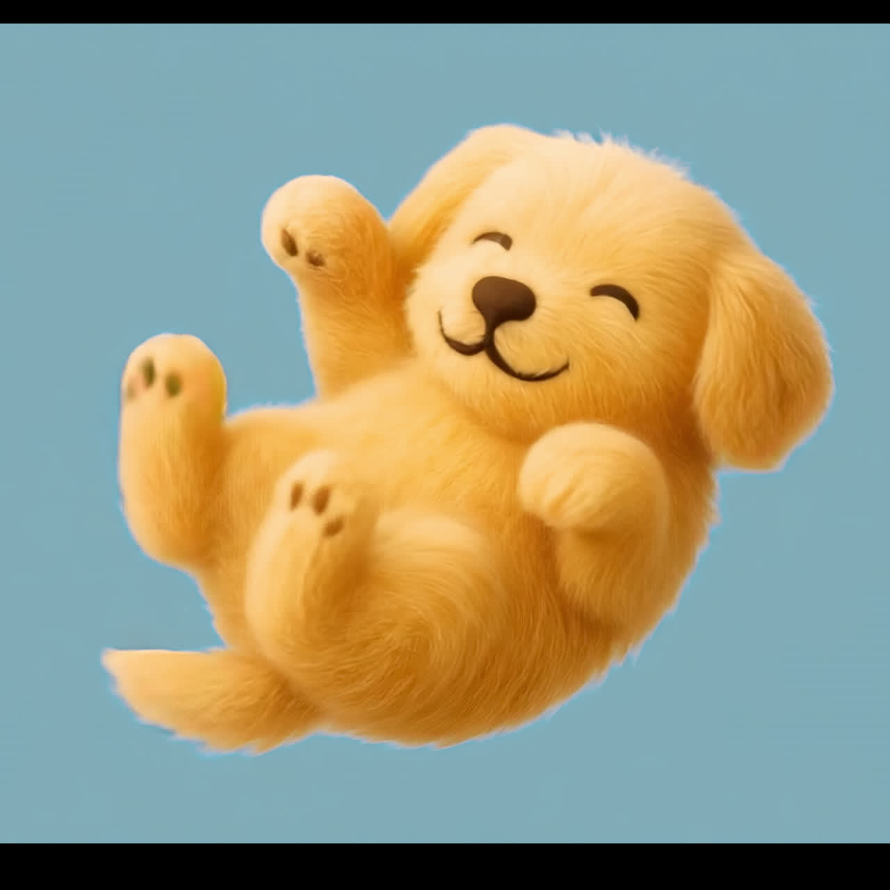 Niedliche, flauschige Welpen-Illustrationsanimation als isoliertes Asset, transparentes 4K-Video, Alpha-Kanal.