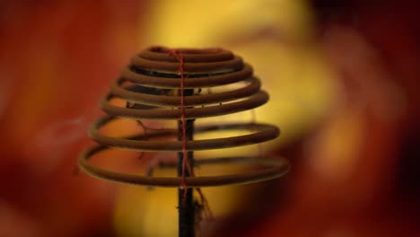 spiral incense were hung in vietnamese buddhist temples. hanoi city, vietnam