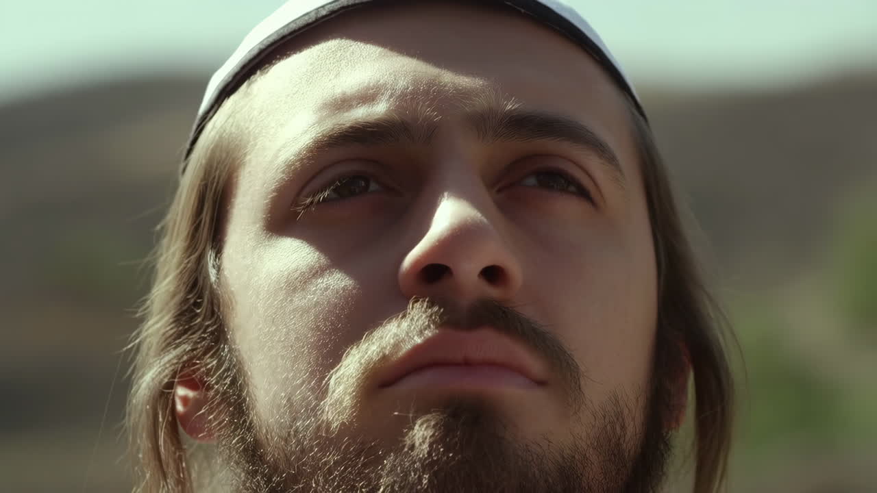 Contemplative Man Looking Upwards