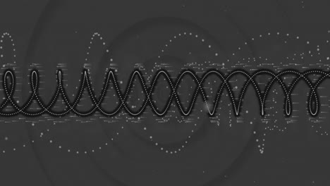 animation de forme d'onde et de mouvement de particules sur fond sombre