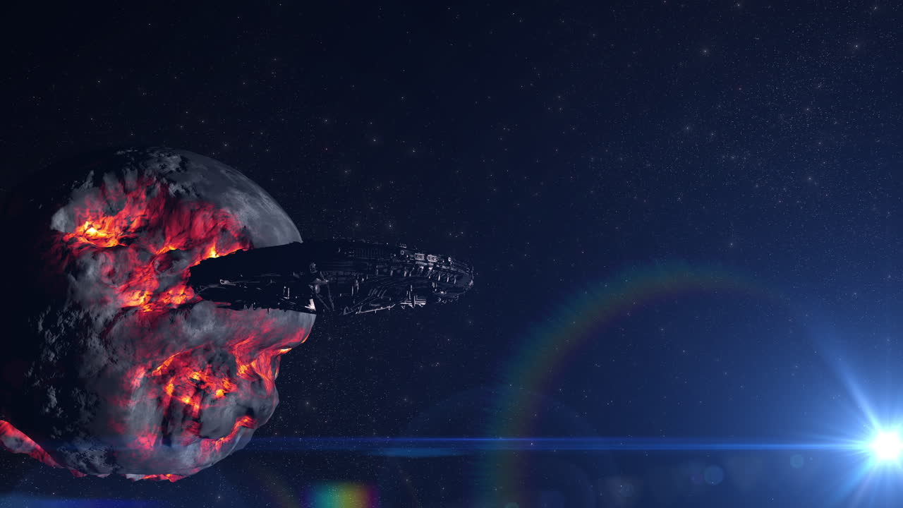 Spaceship near an exploding planet